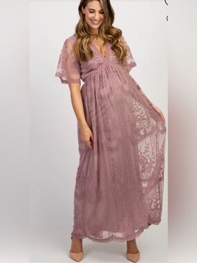 Pinkblush Mauve Lace Maxi Dress